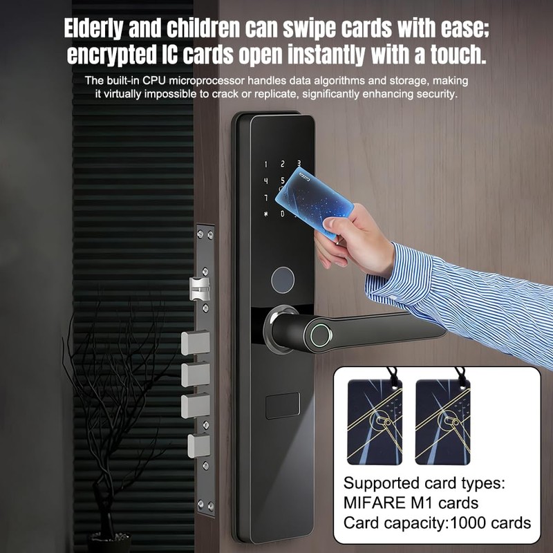 Fingerprint Smart Lock with 2 Lever Handle Set, App Control,