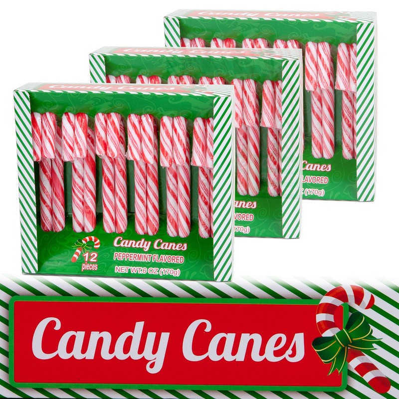 Candy Cane Peppermint Flavored 12 Pieces Net 6 Oz Individually