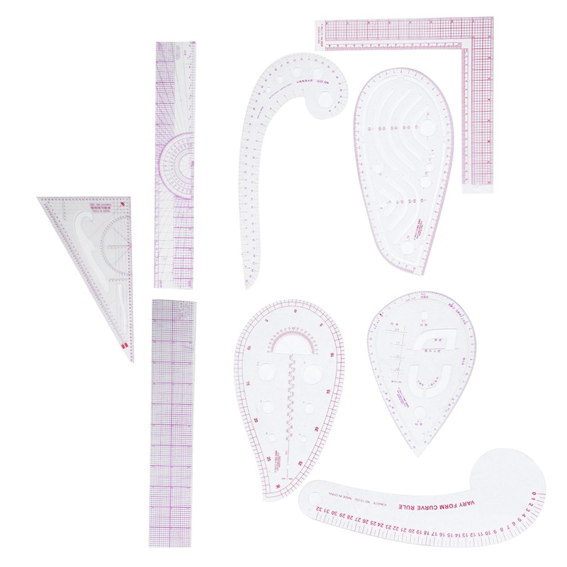 9Pcs/Set Sewing Ruler Set Multifunctional Curve Stick Tailor Measuring Accessories