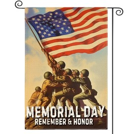 AVOIN colorlife Memorial Day Patriotic Garden Flag 12x18 Inch Double Sided Outside, Remember Honor Military Soldiers Yard Outdoor Decoration