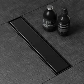 WEBANG 12 Inch Shower Linear Black Drain Rectangular Floor Drain with Accessories Reversible 2-in-1 Cover Tile Insert Grate Removable SUS304 Stainless Steel CUPC Certified Matte Black