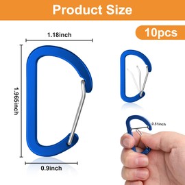 GGXZHT Pack of 10 Mini Carabiner Hooks Small 5 cm Aluminium Small Carabiner Colourful with Snap Hooks Stainless Steel for Hiking, Camping, Fishing, Backpack Belt, Key Ring & Outdoor Sports, Fishing 5