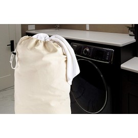 Laundry Bag Large (50 X 75 Cm | 1Pk) Heavy duty 100% Cotton Canvas natural color fabric Draw Strings Organizer travel camp home college Dorm Dirty cloth plain Big Santa Sacks storage