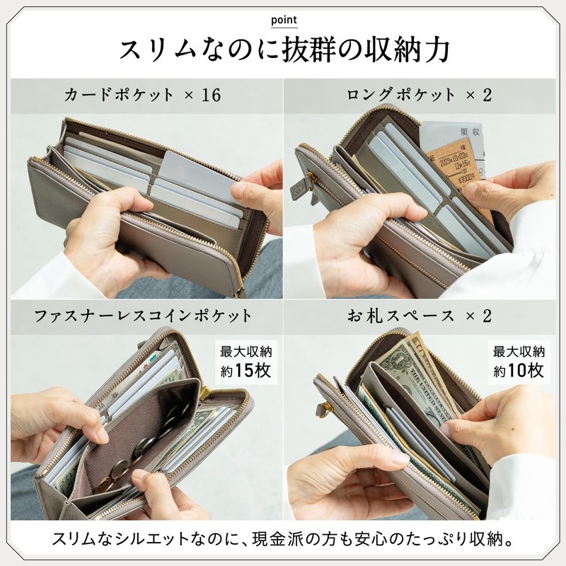 Mura Women's Bi-fold Wallet Mini Wallet, Compact, Genuine Leather, Gray