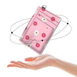 FQSXFIFN Leather Small Slim Wallet Card Case Hold 12 Cards with Wrist Strap & ID Window, Floral Credit Card Holder Wallet Front Pocket, Minimalist Rfid Blocking Wallet for Man Women