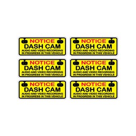 SAFETY DECAL UNLIMITED 6Pc Notice Dash Cam  Audio Video Recording Car Truck Window Sticker Decal 3x1