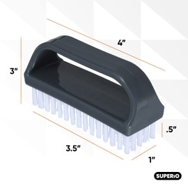 Superio Stiff Nail Brush for Cleaning Fingernails Small Scrub Brush with Handle, Cleaning Brushes for Hands, Toes, and Nails (Black, 36 Pack)