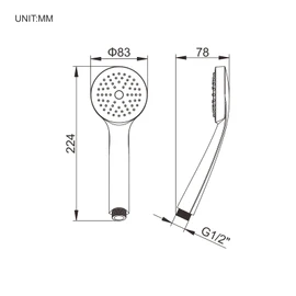 Ibergrif Shower Head Water Saving - Hand Shower Boost, Shower Head Universal 1/2 Inch Interface, Shower Head Easy to Install and Clean, Rain Shower (Diameter: 83 mm), Bathroom Installations Shower