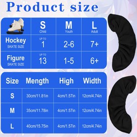 Ice Skate Blade Cover Sports Blade Cover Skate Blade Protector Skating Soakers Cover Blades for Hockey Skates Figure Skates and Ice Skates Kids Youth Adult Skid Accessories (Black, 2Pairs/ Large)