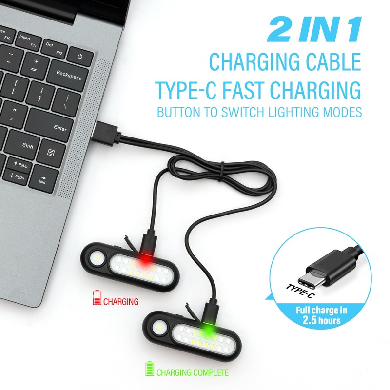 Yaklim Clip On Flashlight, Rechargeable Running Lights for Runners Portable