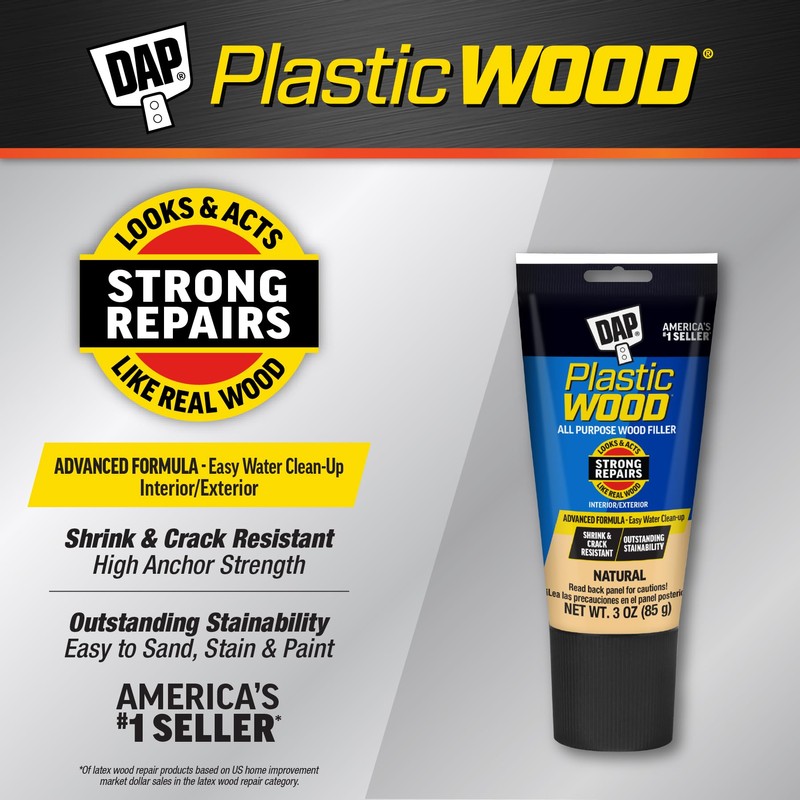 DAP Plastic Wood All Purpose Latex Wood Filler, Natural, 3