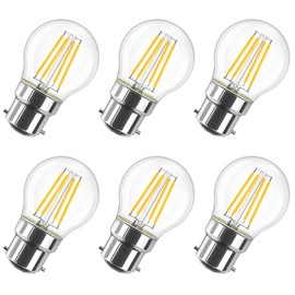 LVWIT 4W B22 Filament LED Glühfaden G45, 2700K Warmweiß, Ersatz für 40W Glühlampe, ultrahell 470 lm, Rustikalampe Filamentstil klar (6er Pack)