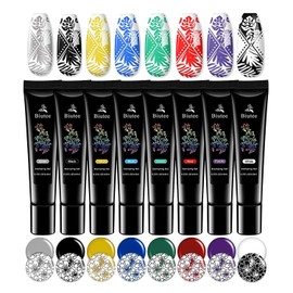 Biutee Stamping varnish set 8 colours 8 ml stamping varnish UV for stamp stencils