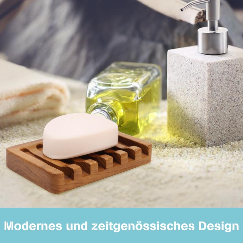 HTB Wooden Soap Dish, Teak Wood Soap Dish Soap Saver