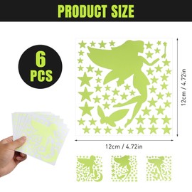 Glow in The Dark Wall Stickers,6 Piece Set, Phosphorescent Blue Ceiling Decals for Kids Room, Safe & Non-Toxic, Easy to Apply - Suitable for Boys & Girls Bedroom Decorations