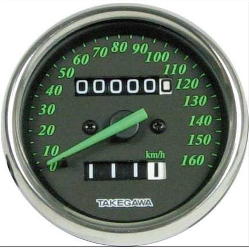 Special Parts Takekawa 05-05-0090 Black & Green Speedometer 6V/12V Universal