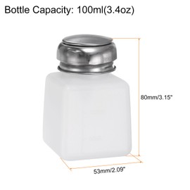 HARFINGTON 2pcs Solvent Alcohol Dispenser 100ml(3.4oz) Push Down Liquid Dispenser Pump Bottle with Sealing Stainless Steel Lid for Acetone Cleanser Polish Remover, White