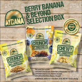 Aycana Dried Fruit Mix Berry Banana & Beyond Selection Box – Crunchy & Chewy Banana & Goldenberry – Naturally Sweet, Vegan, Gluten-Free, High Fiber, No Added Sugar