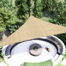 Vexoria Sun Shade Sail Canopy, 12'x 12'x 12' Triangle 95% UV Block Shade Cover for Outdoor, Backyard Patio, Lawn, Garden, Sandbox Carpor Sand