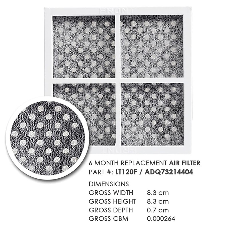 LG 3X Refrigerator Air Filter Replacement, ADQ73214404, Change Every Six