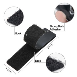 Adhoklop 24 Sets 1x4 inch Hook and Loop Strips with Adhesive Heavy Duty Fasteners (Black)