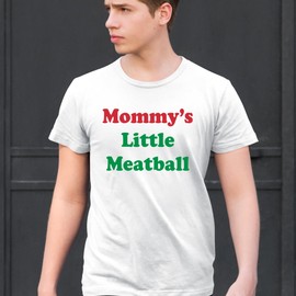 Mens Mommy's Little Meatball T-Shirt Large White