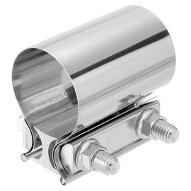 uxcell 2 Inch Exhaust Clamp, 304 Stainless Steel Butt Joint Band Clamp Sleeve Coupler Pipe Repair Clamp Universal Widening Clamp for Exhaust Pipes Mufflers, Silver