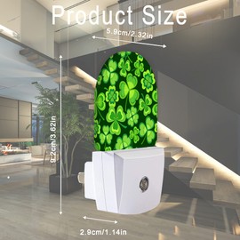 AOWULA Clover Leaf Night Light,Lucky Green St. Patrick's Day Night Lights Plug into Wall, Dusk to Dawn Sensor LED Lamp 0.5W for Boys/Girls/Women/Men Decorations Room 0.5W Sleep Friendly