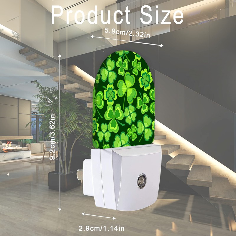 AOWULA Clover Leaf Night Light,Lucky Green St. Patrick's Day Night