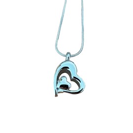 Collar Dije Corazon Doble Plateado Relicario Ceniza Acero Inoxidable