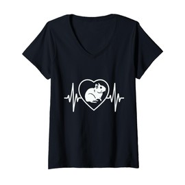 Womens Heartbeat Degu Lover V-Neck T-Shirt
