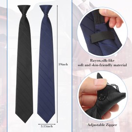 Janmercy 6 Pcs Clip on Tie for Men Clip on Easy Necktie Striped Solid Plaid Dots Mixed Lot Tie for Office School, 20 Inch, Mixed Style