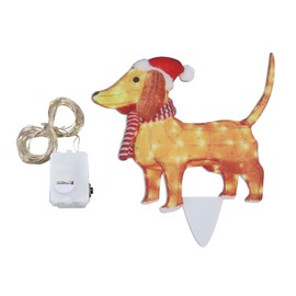 Christmas Dog Yard Decor Light Up with String Light Cute Acrylic Outdoor Animal Decorations for Porch Lawn 05