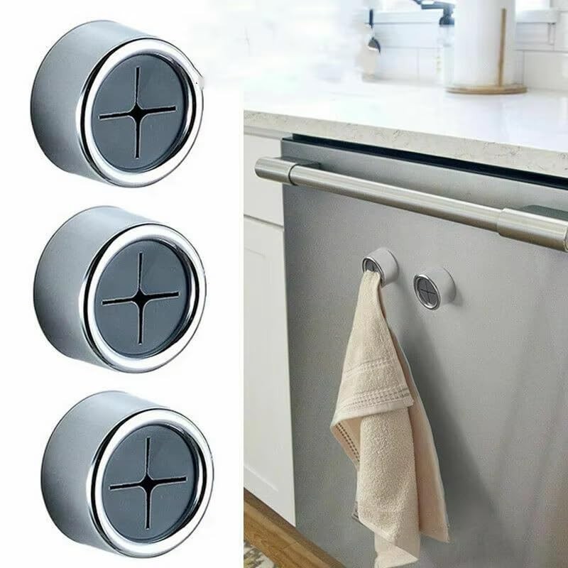 LinaLife 3PCS Push Tea Towel Holder Grip Hook Cloth Kitchen