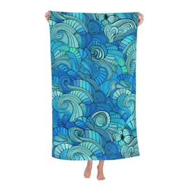 Gelasgo Waves Tie Dye Microfibre Beach Towel - 60"x30" Large Lightweight Soft Quick-Dry Towel for Adults, Ultra Absorbent & Dual-Sided Sand Free - Perfect for Beach, Pool, Travel & Cozy Blanket