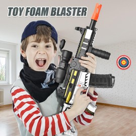 Realistic Toy Foam Blaster Gun - Electric Sniper Rifle with Scope 120 Soft Bullets 3 Magazines, Automatic Dart Gun for Boy Ages 8-12 Years Old, Indoor Outdoor Gifts for Adult Kid Christmas Birthday