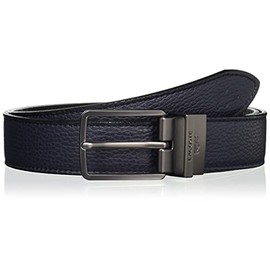 Lacoste PLM0626 Men's Reversible Gun Metal Buckle Leather Belt, navy