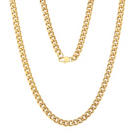 KRKC&CO 2/3/5/6/9 mm Cuban Link Chain, Stainless Steel, 18K Gold-Plated Curb Chain for Men, Stainless Steel Curb Necklace, Hip Hop Chains, Gold Chains, Silver Chains for Men and Boys, 45.7-66 cm