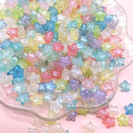 200 Pcs Glow in The Dark Star Beads for Bracelets,Cute Small Unique Colorful Acrylic Aesthetic Star Pony Beads for Jewelry Making with Holes,DIY Bracelet Charms Beads for Crafts 10mm