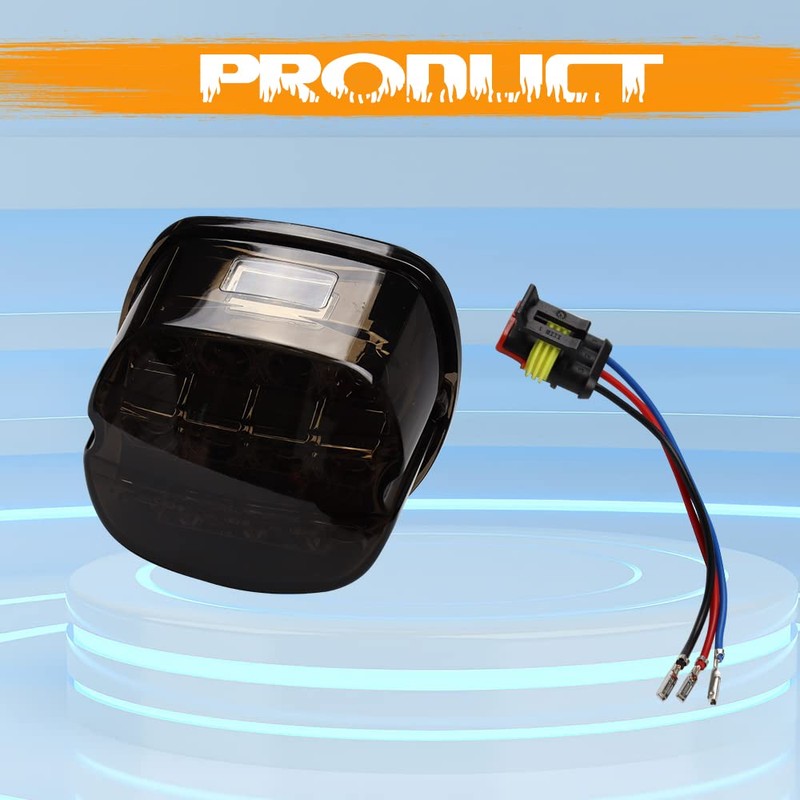 MotoParAcc Smoked LED Tail Light, Motorcycle Rear Layback Brake Taillights