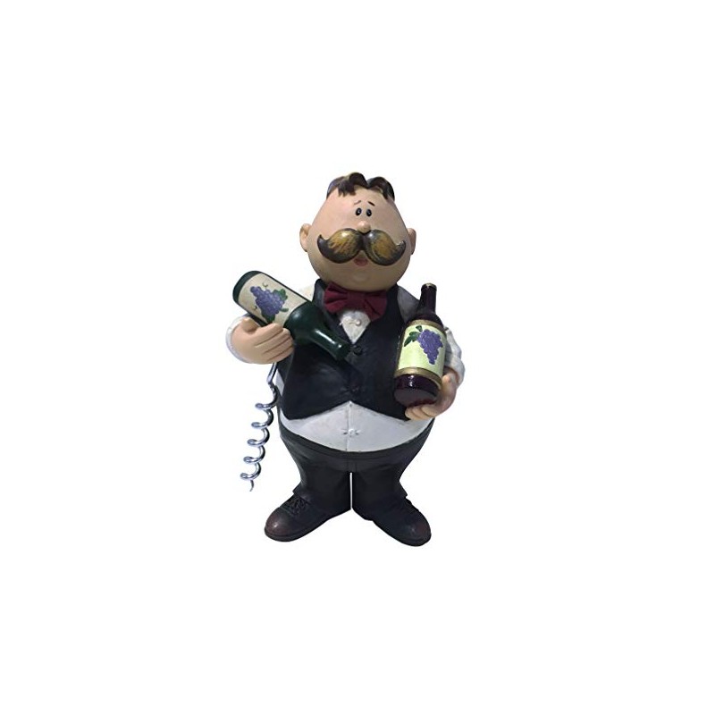 Chubby Waiter Holding Wine Corkscrew Bottle Opener and Stand