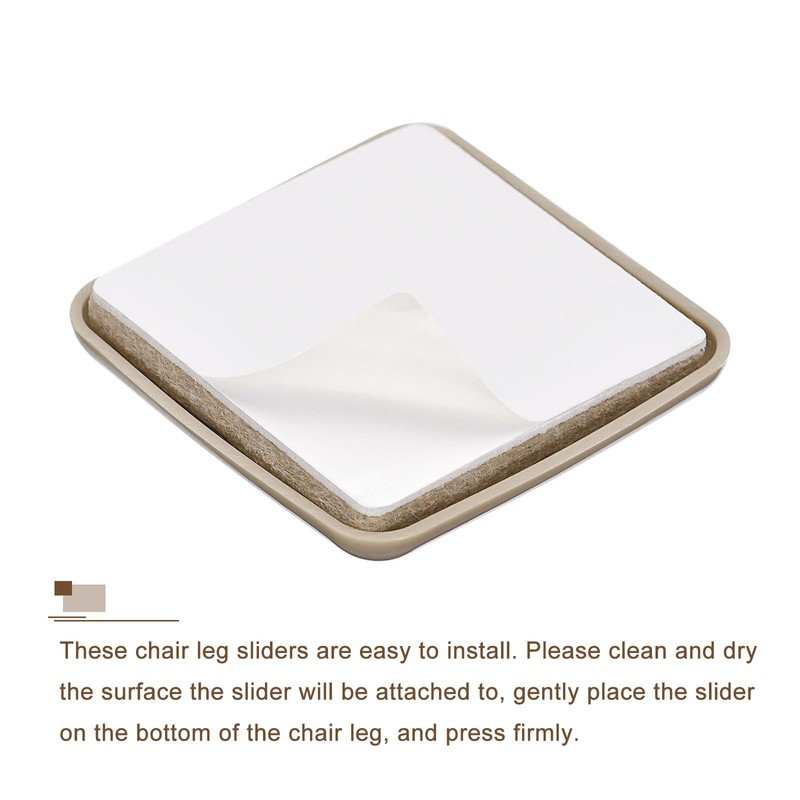 uxcell Furniture Sliders, 8Pcs 2" - Plastic Self-Adhesive Square Sliding