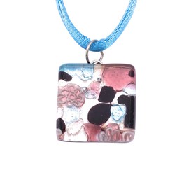 Murano Glass Pendant, Handmade Millefiori Glass Pendant with Silver Leaf, Murano Glass Jewellery, Venetian Glass from Venice Italy, 2cm x 2cm (Diana) MGPD11