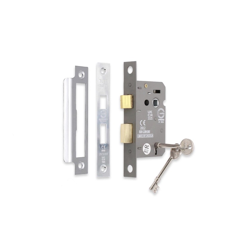 Infinity Decor Fire Rated Polished Chrome 3 Lever Mortice Sash