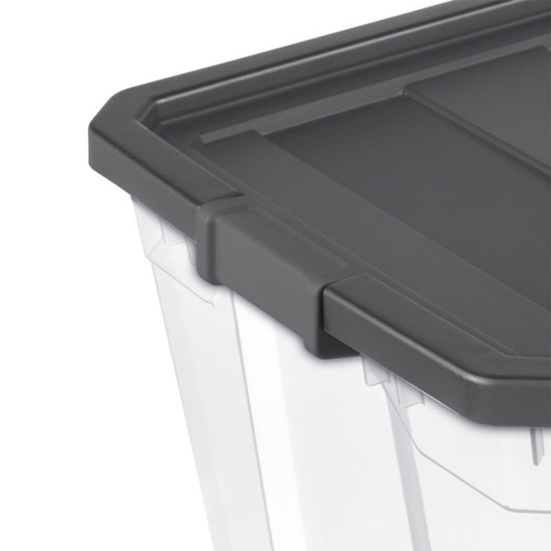 Sterilite 200 Quart Plastic Stacker Box, Lidded Storage Bin Container
