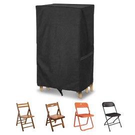 AKEfit Folding Chair Storage Bag, 600 Waterproof Folding Chair Cover for Plastic, Resin and Wooden Folding Chairs with Handles for Easy Chair Storage and Transportation（Black）