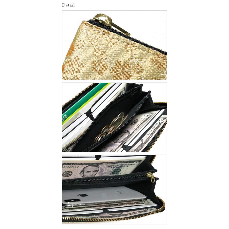 Berkut Kyoto Traditional Nishijin Weave Long Wallet, Round Zipper, Box