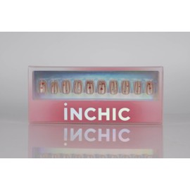 INCHIC Miss Polka, Short Squoval, Blush Pink with Colorful Dots, 30 Pcs Press on Nail