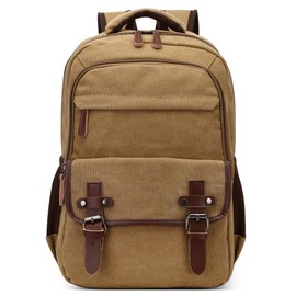 DEEVORCA Vintage Backpack Mens Fashion Large Capacity Knapsack Bag for 15 inches Laptop with Handle Multiple Pockets Daypack for Outdoor Work Camping Street Daily Canvas Men Rucksack Bag Khaki