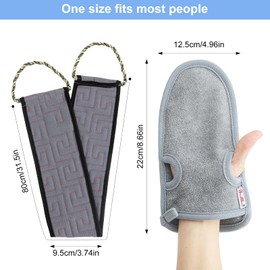 APOMOONS Pack of 2 exfoliating gloves and back scrub strips, hammam glove, exfoliating gloves, exfoliating gloves, exfoliating sponge, shower sponge, body for face and body